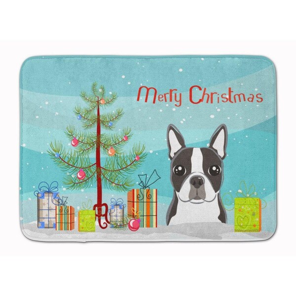 Carolines Treasures Christmas Tree and Boston Terrier Machine Washable Memory Foam Mat BB1575RUG - main